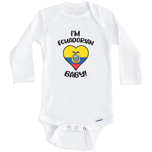 I'm Ecuadorian Baby Funny Ecuador Flag Heart Baby Bodysuit (Long Sleeves)