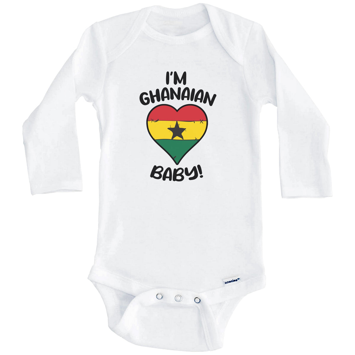 I'm Ghanaian Baby Funny Ghana Flag Heart Baby Bodysuit (Long Sleeves)