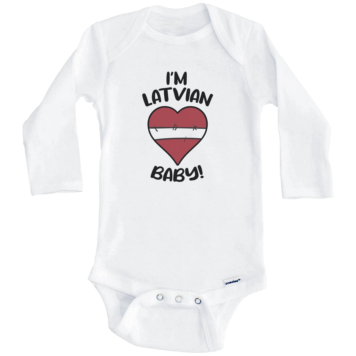 I'm Latvian Baby Funny Latvia Flag Heart Baby Bodysuit (Long Sleeves)
