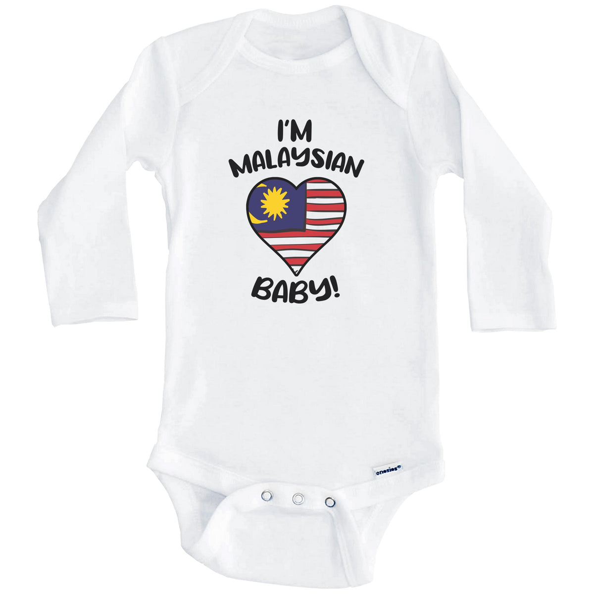 I'm Malaysian Baby Funny Malaysia Flag Heart Baby Bodysuit (Long Sleeves)