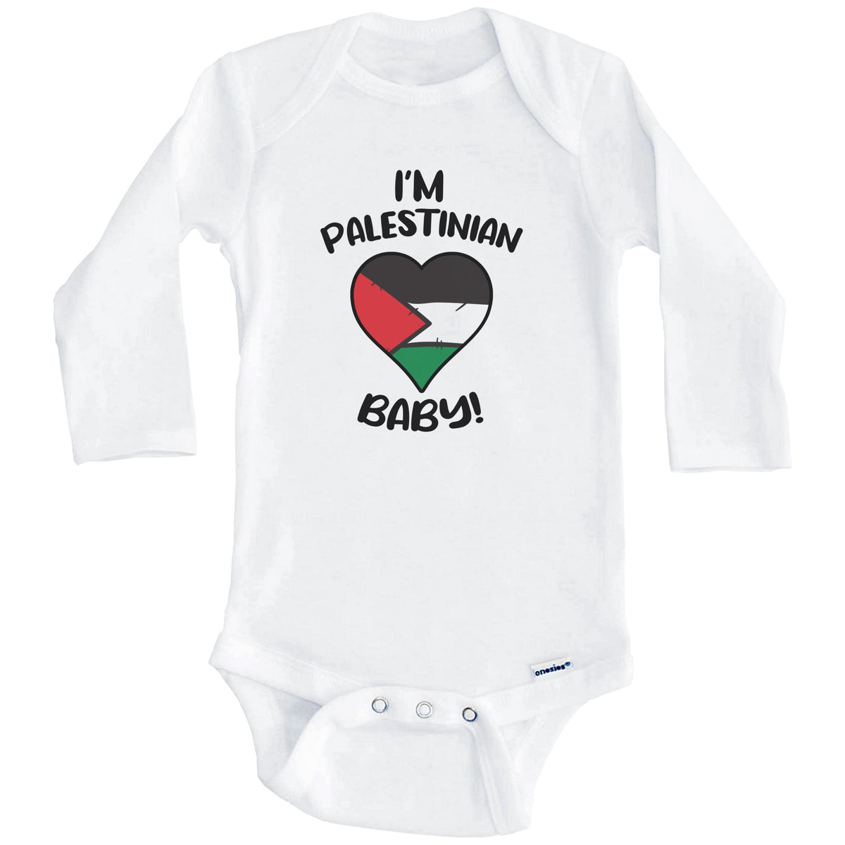 I'm Palestinian Baby Funny Palestine Flag Heart Baby Bodysuit (Long Sleeves)