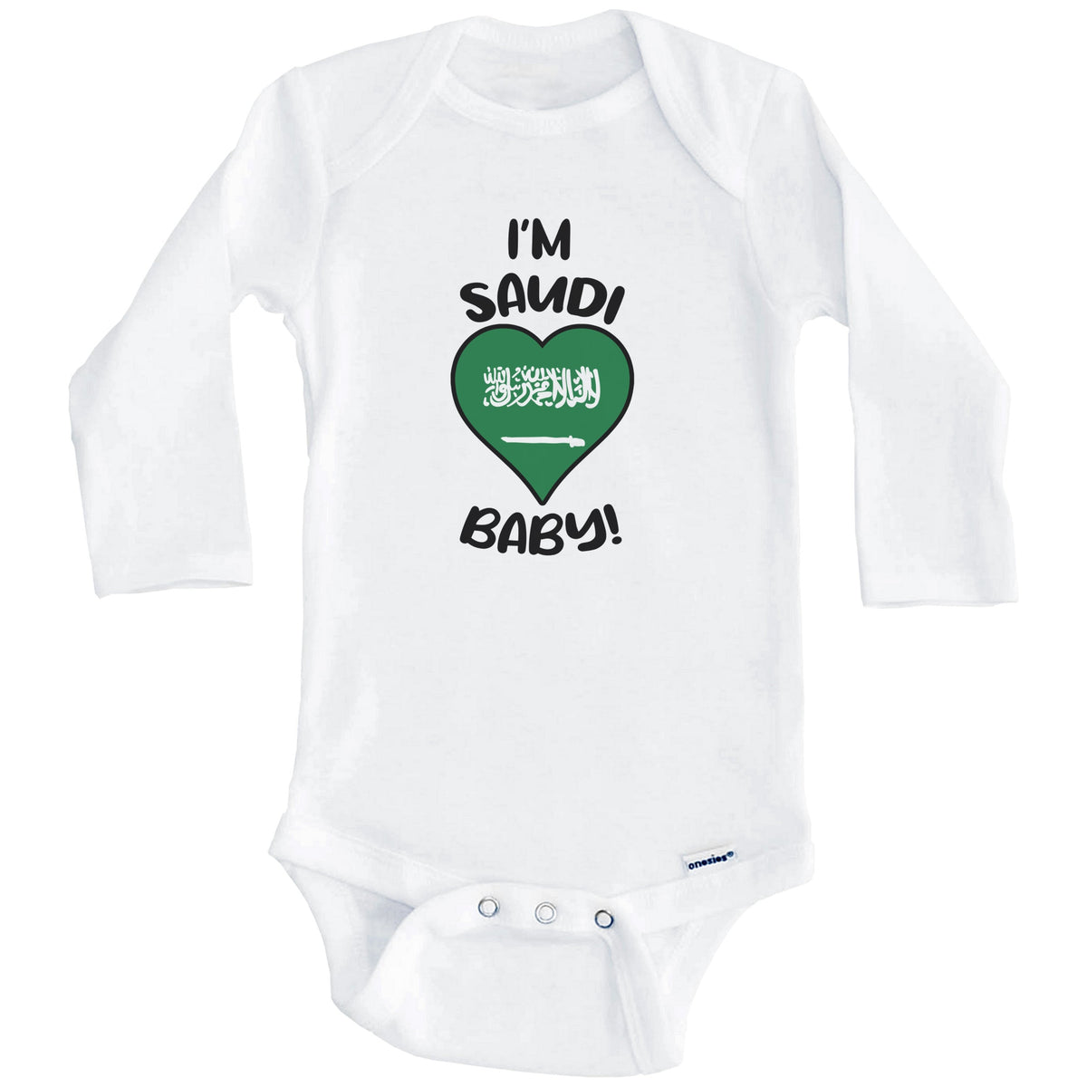 I'm Saudi Baby Funny Saudi Arabia Flag Heart Baby Bodysuit (Long Sleeves)