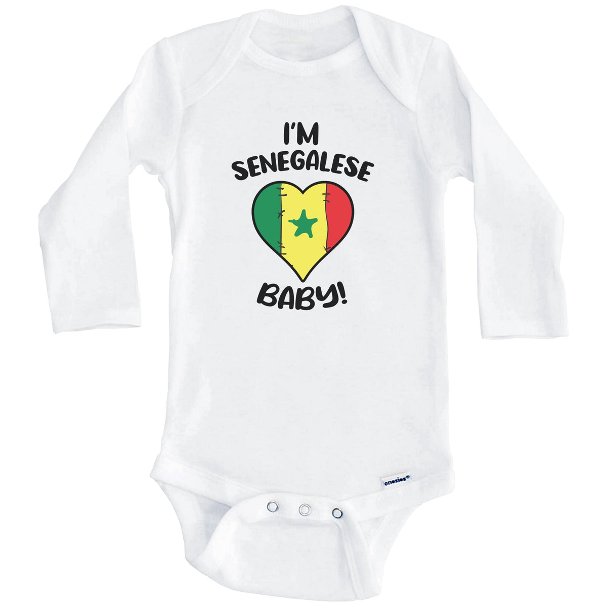 I'm Senegalese Baby Funny Senegal Flag Heart Baby Bodysuit (Long Sleeves)