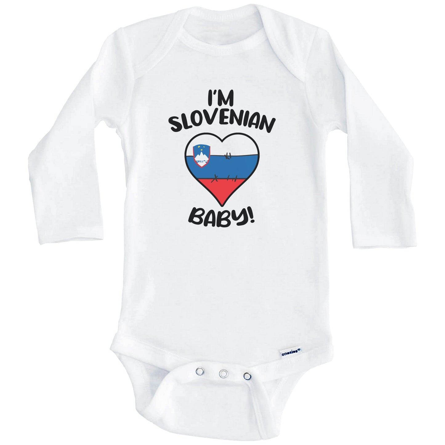 I'm Slovenian Baby Funny Slovenia Flag Heart Baby Bodysuit (Long Sleeves)