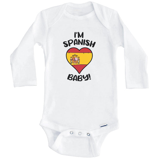 I'm Spanish Baby Funny Spain Flag Heart Baby Bodysuit (Long Sleeves)