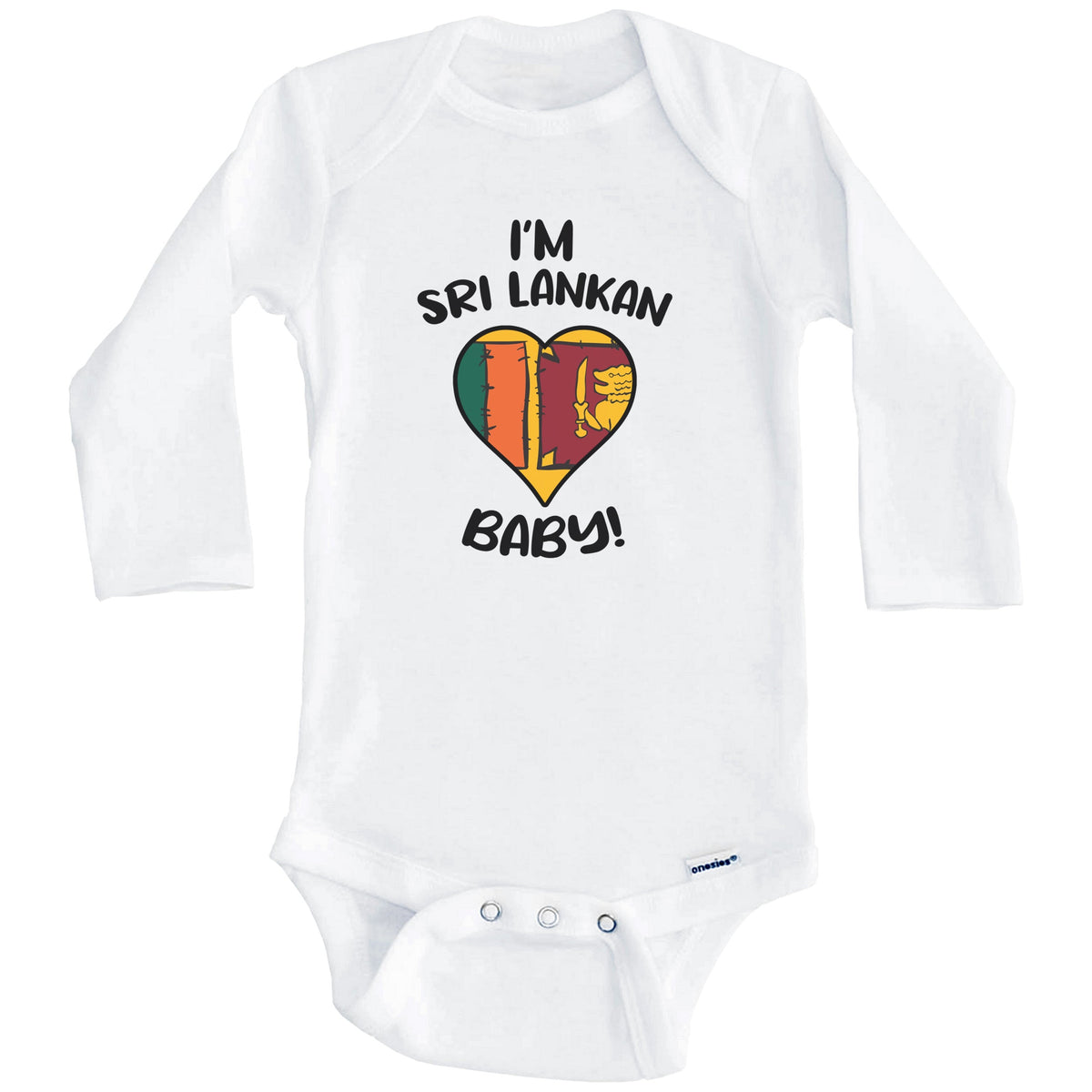 I'm Sri Lankan Baby Funny Sri Lanka Flag Heart Baby Bodysuit (Long Sleeves)