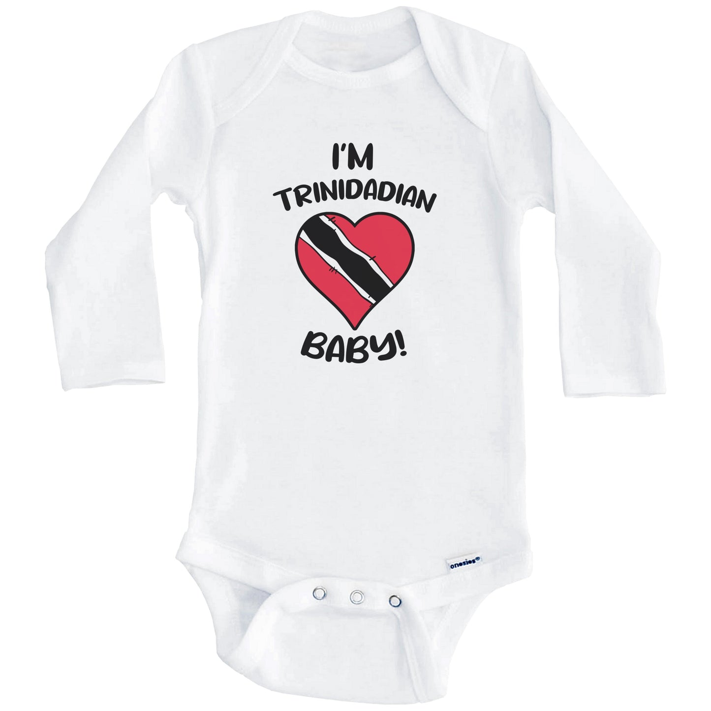 I'm Trinidadian Baby Funny Trinidad and Tobago Flag Heart Baby Bodysuit (Long Sleeves)
