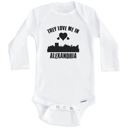 They Love Me In Alexandria Louisiana Hearts Skyline One Piece Baby Bodysuit (Long Sleeves)