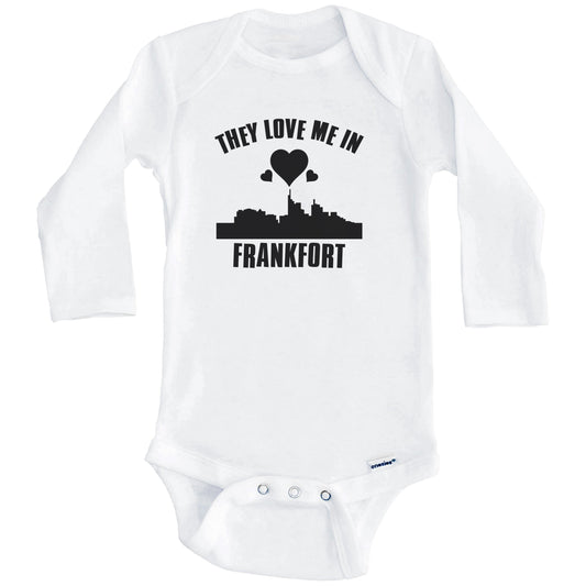 They Love Me In Frankfort Kentucky Hearts Skyline One Piece Baby Bodysuit (Long Sleeves)