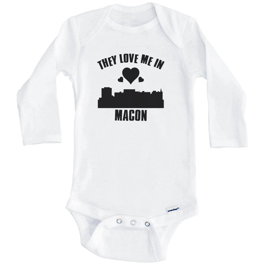 They Love Me In Macon Georgia Hearts Skyline One Piece Baby Bodysuit (Long Sleeves)