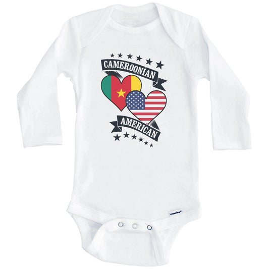 Cameroonian American Heart Flags Cameroon America Baby Bodysuit (Long Sleeves)