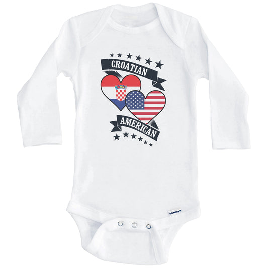 Croatian American Heart Flags Croatia America Baby Bodysuit (Long Sleeves)