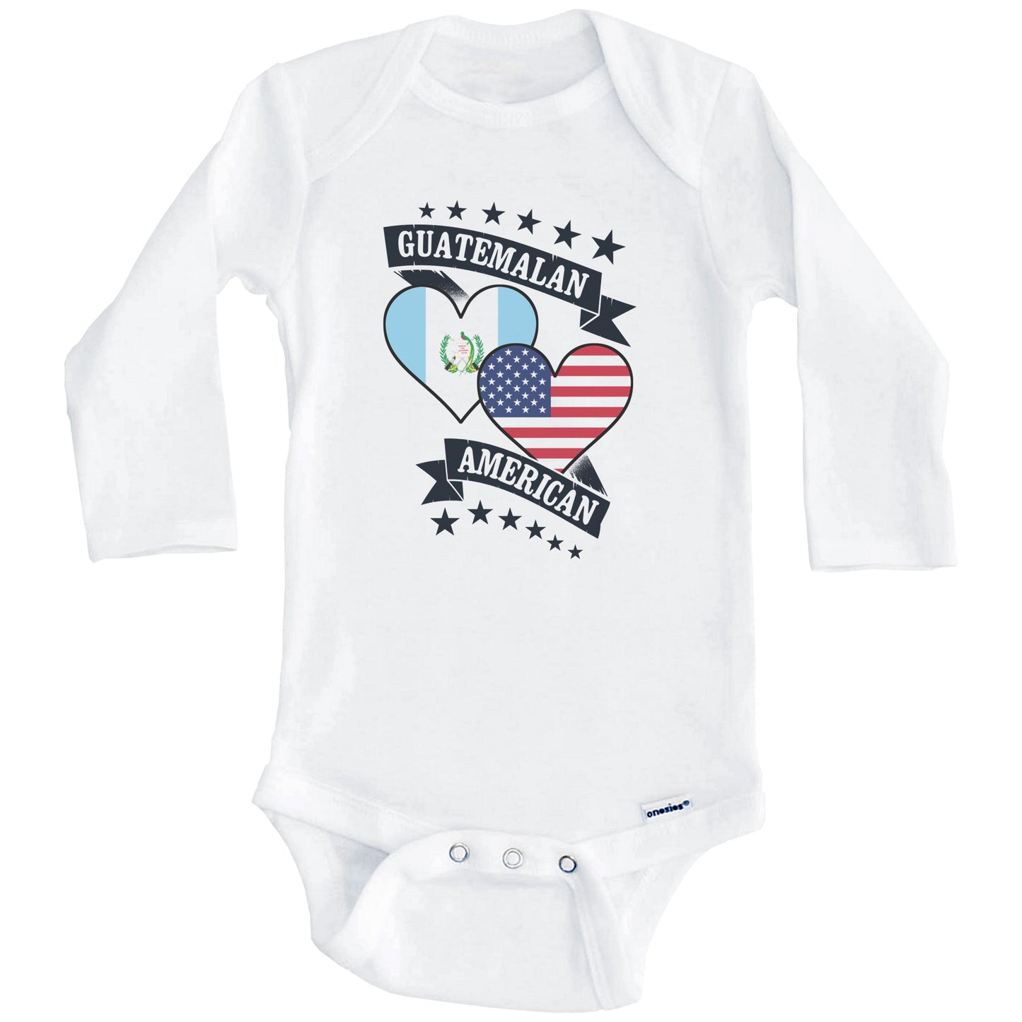 Guatemalan American Heart Flags Guatemala America Baby Bodysuit (Long Sleeves)