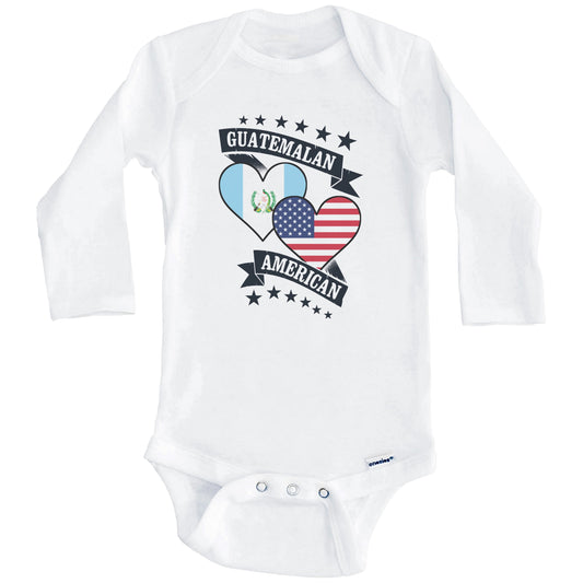 Guatemalan American Heart Flags Guatemala America Baby Bodysuit (Long Sleeves)