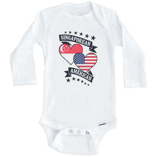 Singaporean American Heart Flags Singapore America Baby Bodysuit (Long Sleeves)
