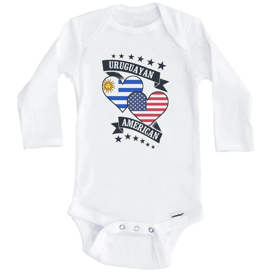 Uruguayan American Heart Flags Uruguay America Baby Bodysuit (Long Sleeves)