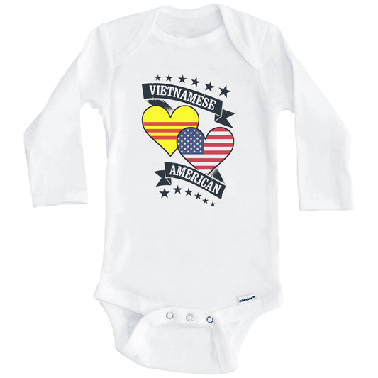 Vietnamese American Heart Flags Vietnam America Baby Bodysuit (Long Sleeves)