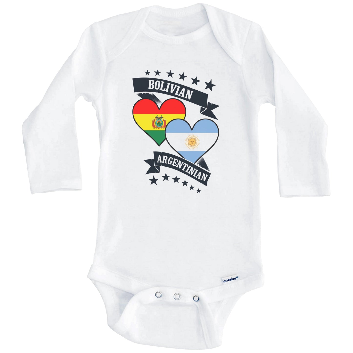 Bolivian Argentinian Heart Flags Bolivia Argentina Baby Bodysuit (Long Sleeves)