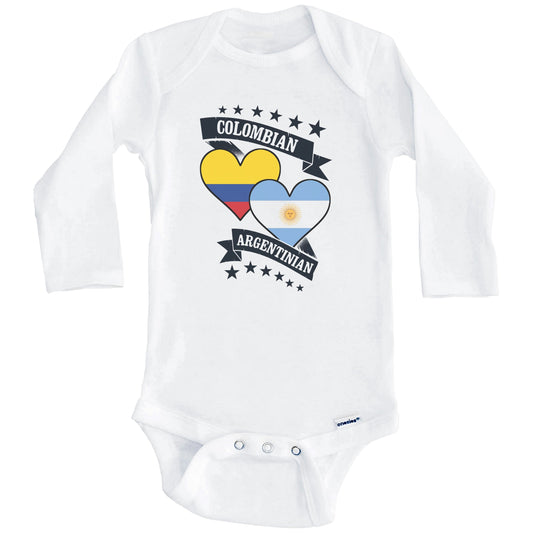 Colombian Argentinian Heart Flags Colombia Argentina Baby Bodysuit (Long Sleeves)