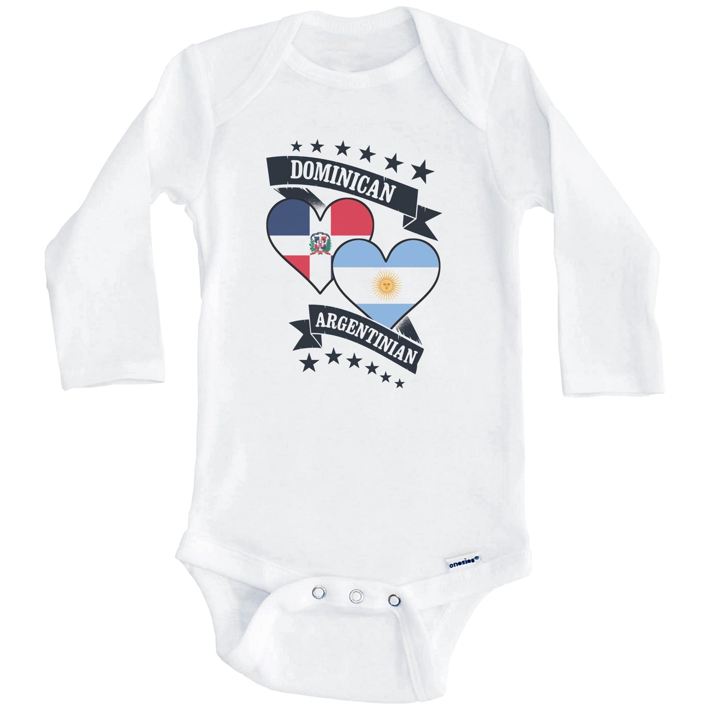 Dominican Argentinian Heart Flags Dominican Republic Argentina Baby Bodysuit (Long Sleeves)