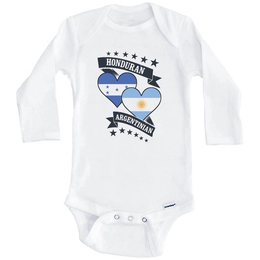 Honduran Argentinian Heart Flags Honduras Argentina Baby Bodysuit (Long Sleeves)