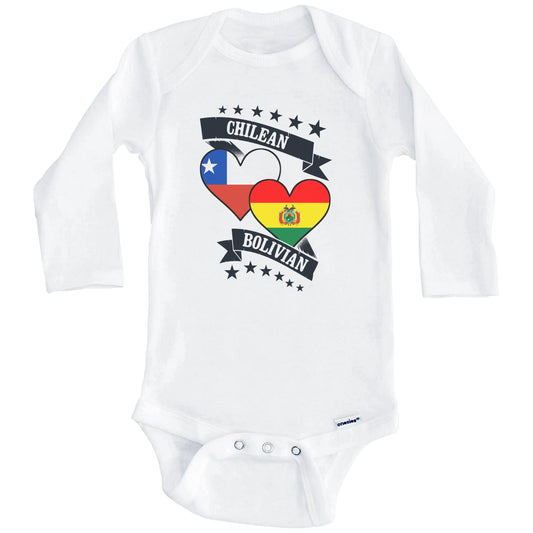 Chilean Bolivian Heart Flags Chile Bolivia Baby Bodysuit (Long Sleeves)