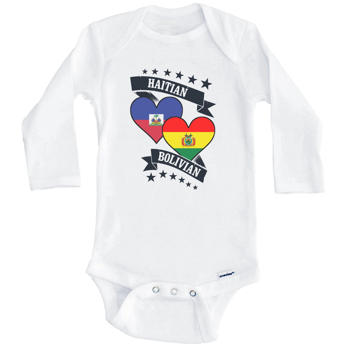 Haitian Bolivian Heart Flags Haiti Bolivia Baby Bodysuit (Long Sleeves)