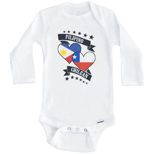 Filipino Chilean Heart Flags Philippines Chile Baby Bodysuit (Long Sleeves)