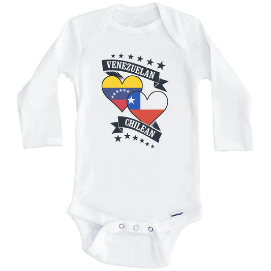 Venezuelan Chilean Heart Flags Venezuela Chile Baby Bodysuit (Long Sleeves)