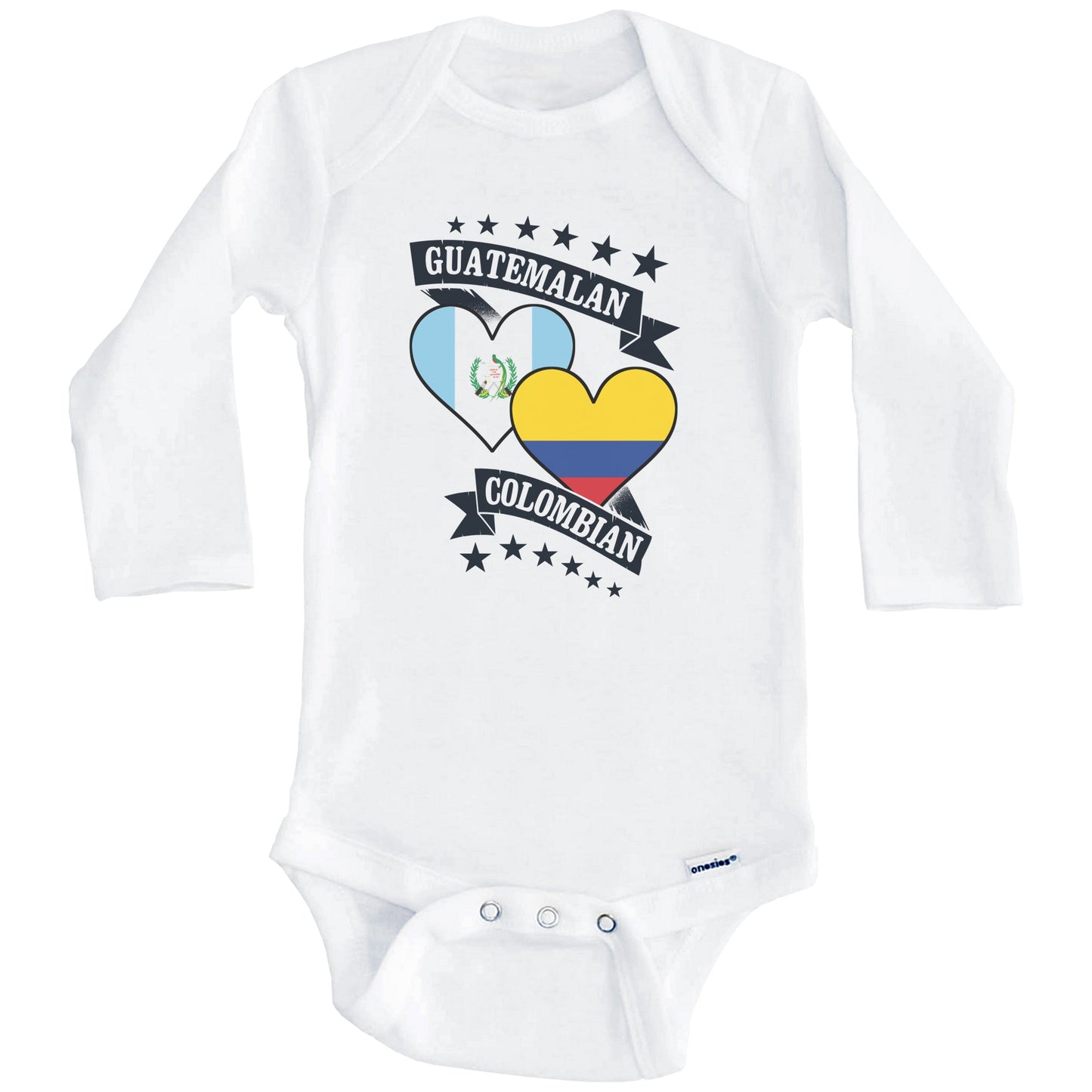 Guatemalan Colombian Heart Flags Guatemala Colombia Baby Bodysuit (Long Sleeves)