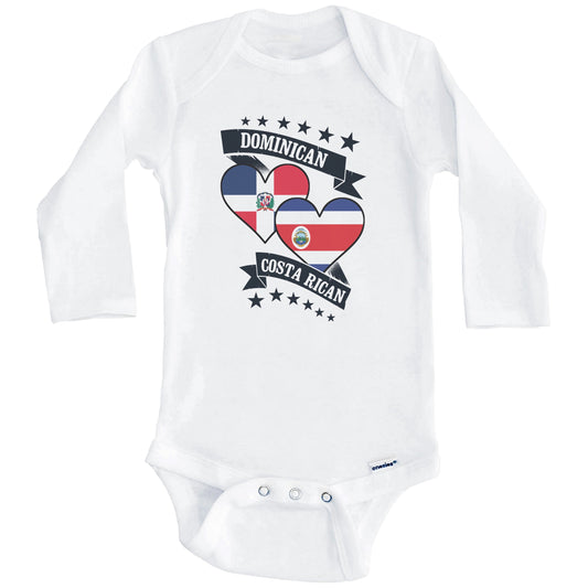 Dominican Costa Rican Heart Flags Dominican Republic Costa Rica Baby Bodysuit (Long Sleeves)