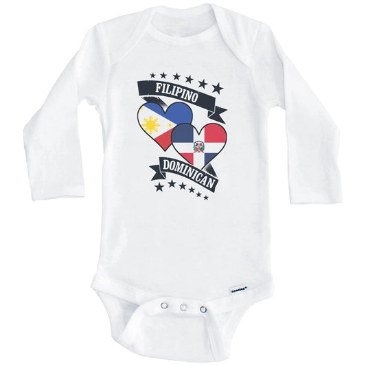 Filipino Dominican Heart Flags Philippines Dominican Republic Baby Bodysuit (Long Sleeves)