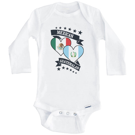 Mexican Guatemalan Heart Flags Mexico Guatemala Baby Bodysuit (Long Sleeves)