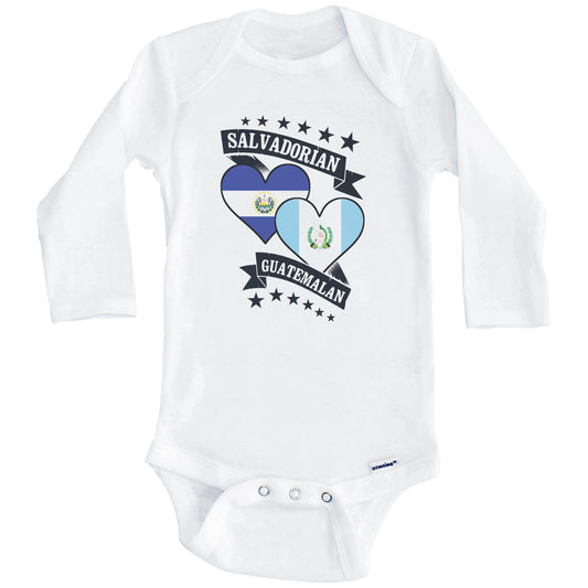 Salvadorian Guatemalan Heart Flags El Salvador Guatemala Baby Bodysuit (Long Sleeves)