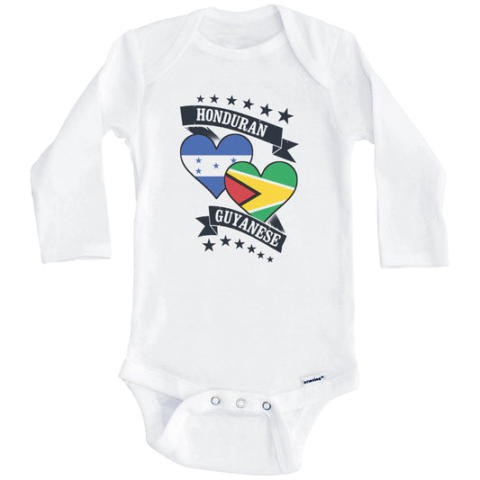 Honduran Guyanese Heart Flags Honduras Guyana Baby Bodysuit (Long Sleeves)