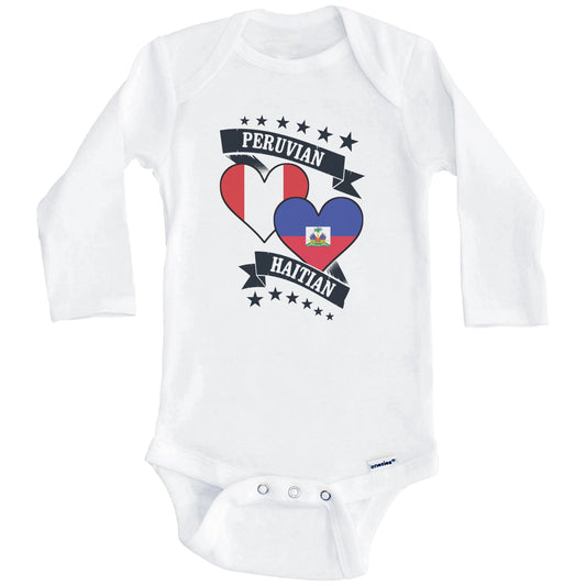 Peruvian Haitian Heart Flags Peru Haiti Baby Bodysuit (Long Sleeves)