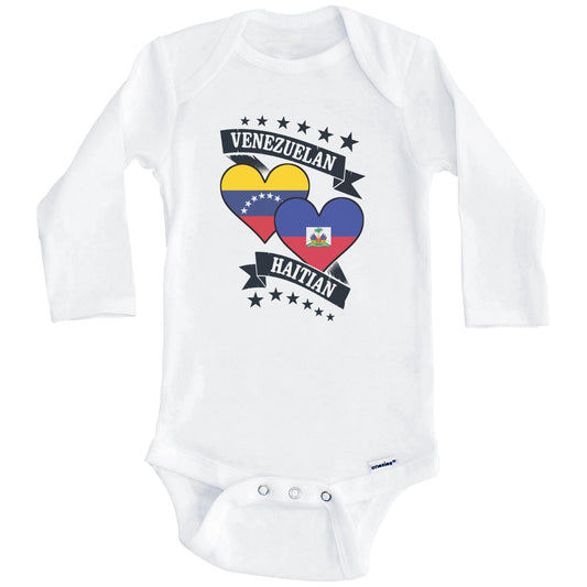 Venezuela Haitian Heart Flags Venezuela Haiti Baby Bodysuit (Long Sleeves)