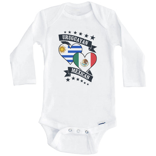 Uruguayan Mexican Heart Flags Uruguay Mexico Baby Bodysuit (Long Sleeves)
