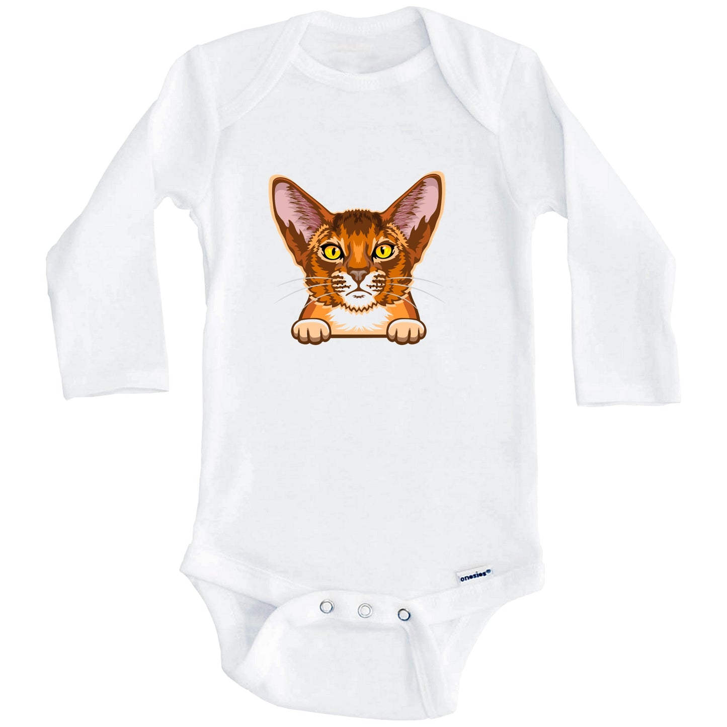 Abyssinian Cat Popping Up Fun Abyssinian Kitten Baby Bodysuit (Long Sleeves)