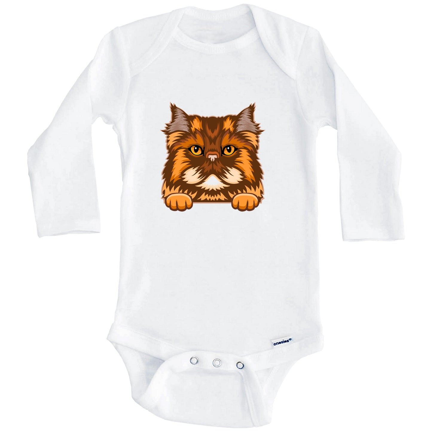 Persian Cat Popping Up Fun Persian Kitten Baby Bodysuit (Long Sleeves)