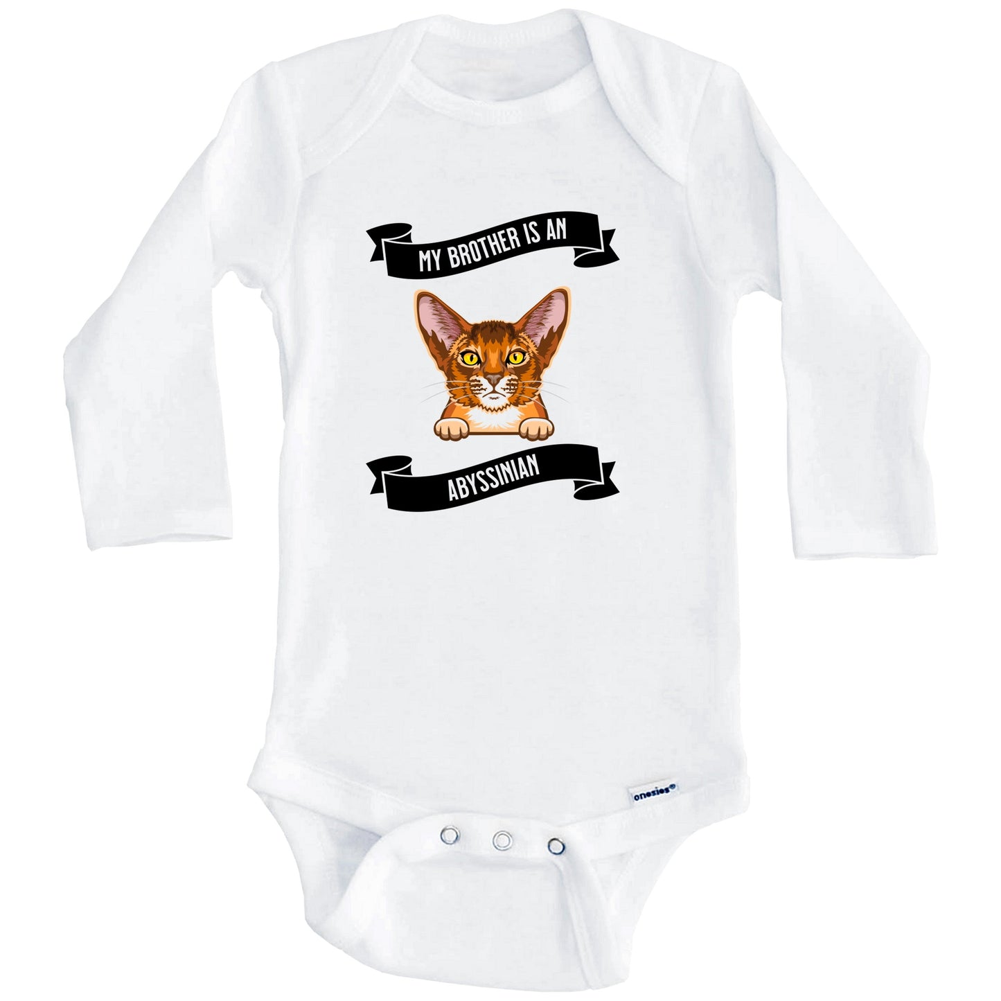My Brother Is An Abyssinian Cat Cute Kitten Baby Bodysuit (Long Sleeves)