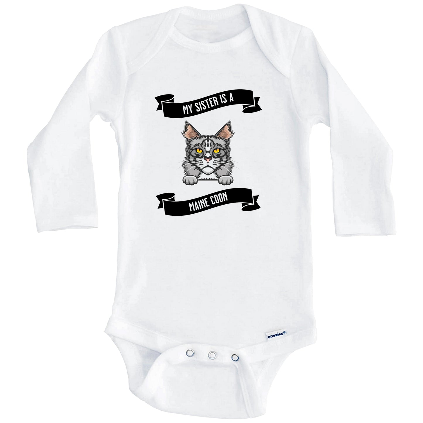 My Sister Is A Maine Coon Cat Cute Kitten Baby Bodysuit (Long Sleeves)