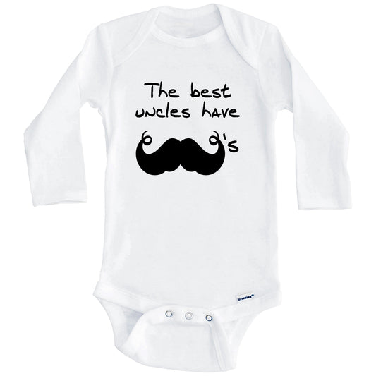 The Best Uncles Have Mustaches Funny Baby Onesie for Niece or Nephew (Long Sleeves)