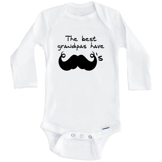 The Best Grandpas Have Mustaches Funny Baby Onesie for Grandchild (Long Sleeves)
