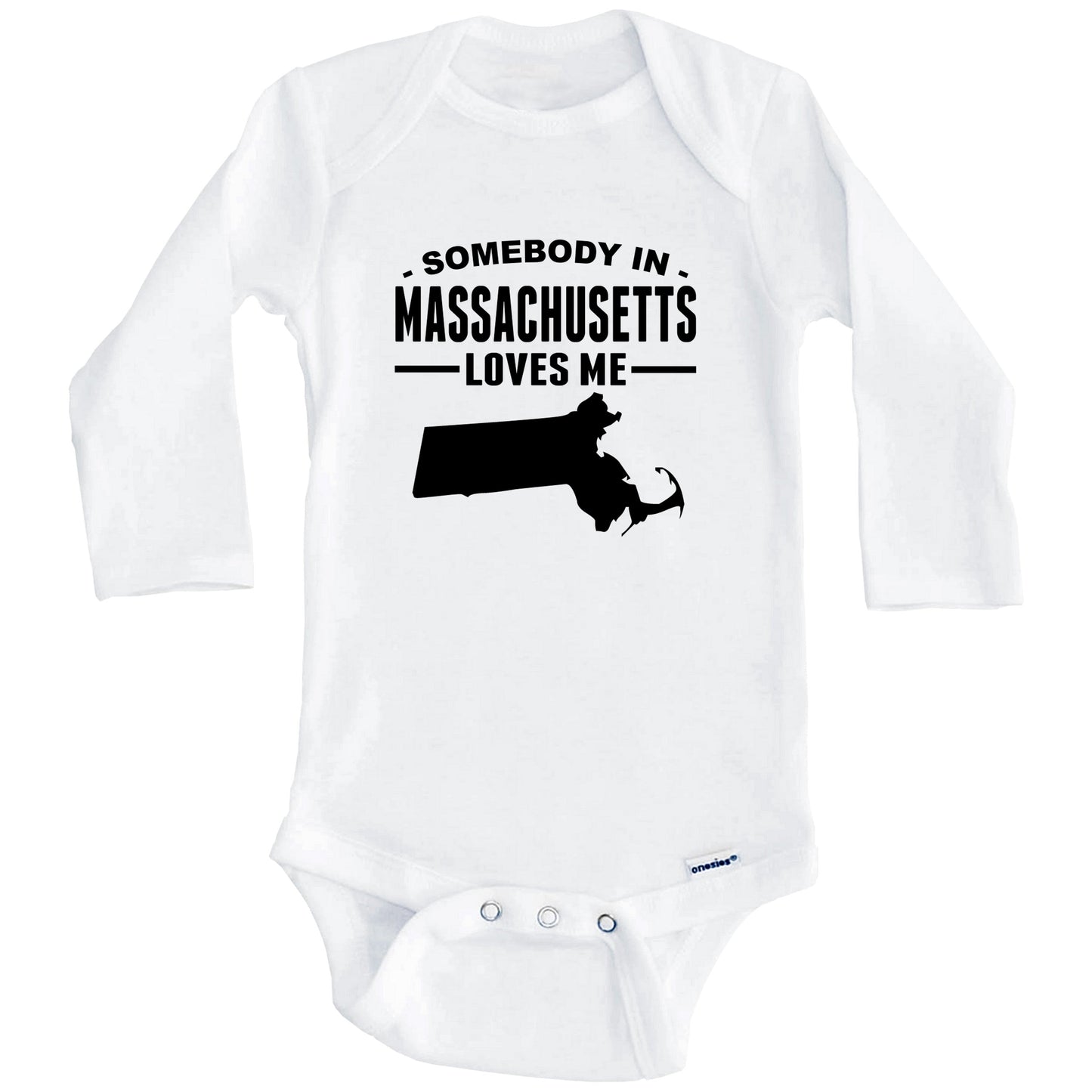 Somebody In Massachusetts Loves Me Baby Onesie - Massachusetts Baby Bodysuit (Long Sleeves)
