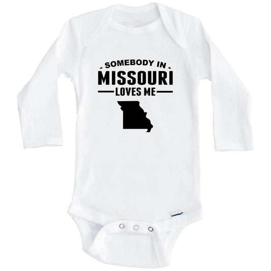 Somebody In Missouri Loves Me Baby Onesie - Missouri Baby Bodysuit (Long Sleeves)