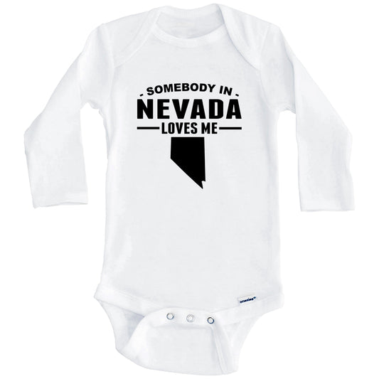 Somebody In Nevada Loves Me Baby Onesie - Nevada Baby Bodysuit (Long Sleeves)