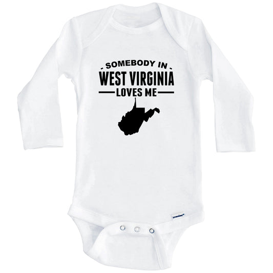 Somebody In West Virginia Loves Me Baby Onesie - West Virginia Baby Bodysuit (Long Sleeves)