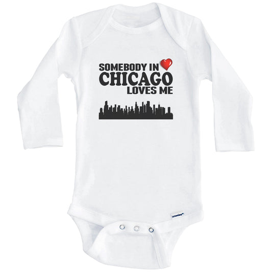 Somebody In Chicago Loves Me Baby Onesie (Long Sleeves)