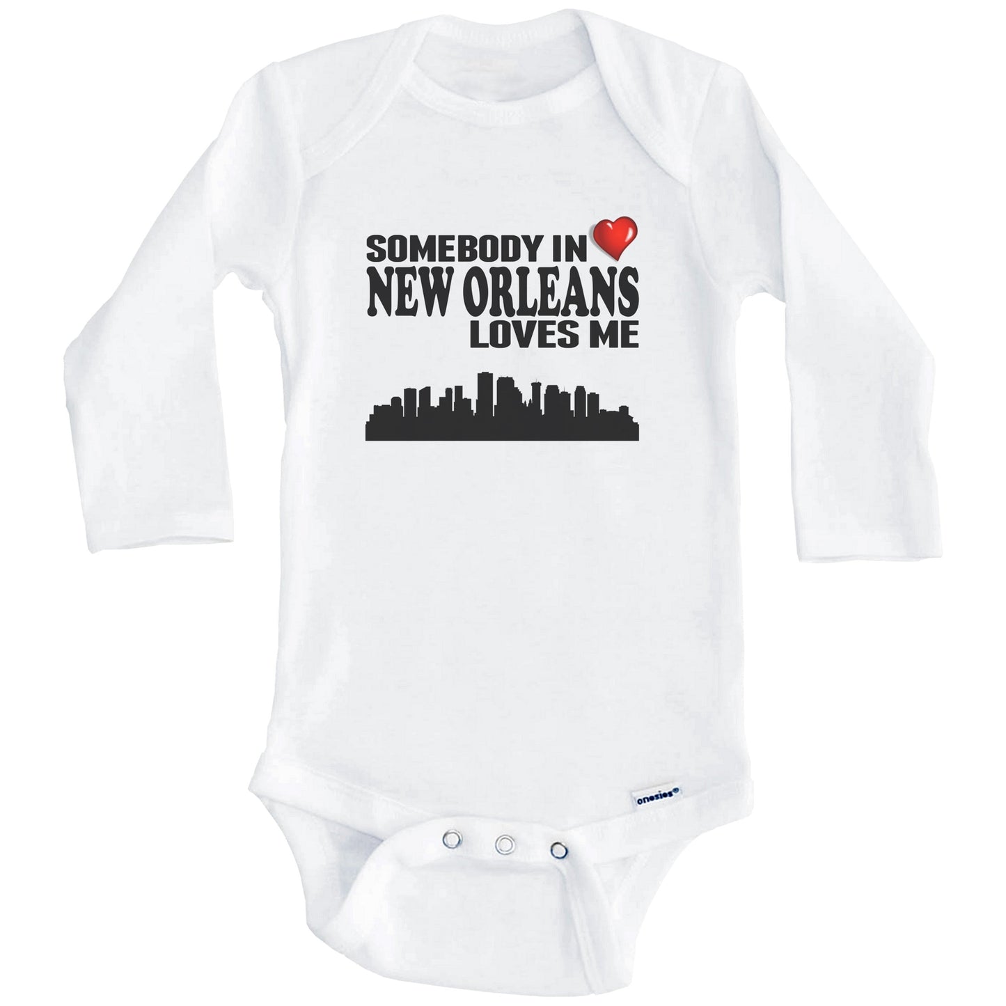 Somebody In New Orleans Loves Me Baby Onesie (Long Sleeves)
